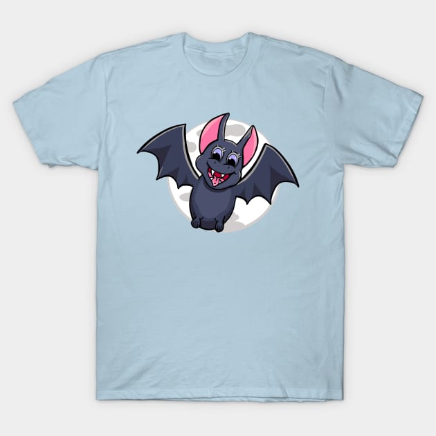 Bat on Moon T-Shirt by eguizzetti